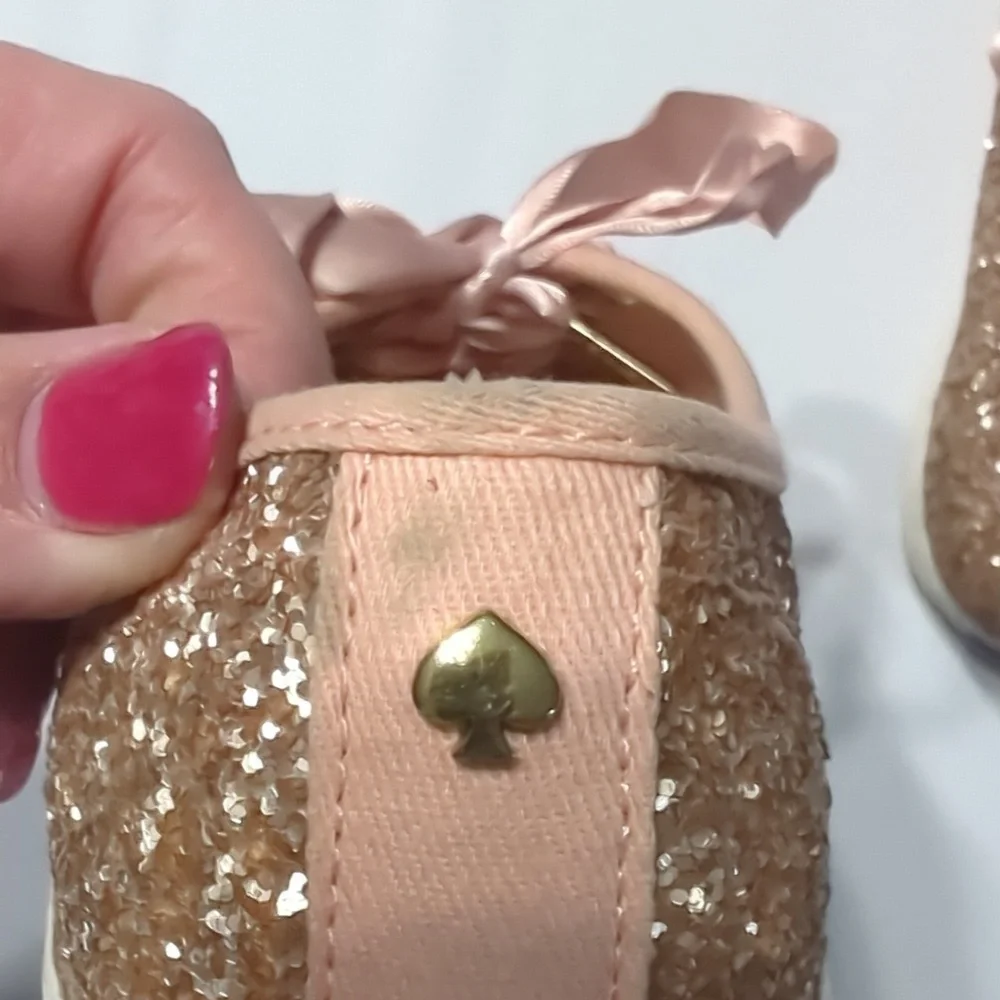 Kate Spade x Keds Women's Sneakers Rose Gold Pink Glitter Lace Up Sneakers sz 6‎